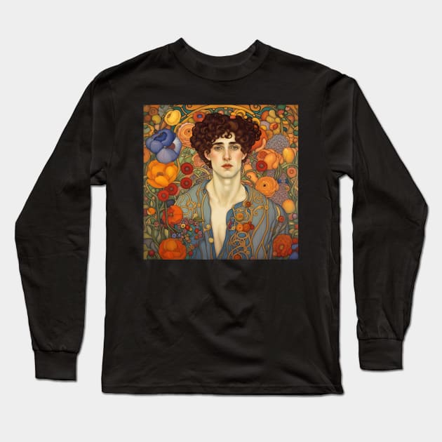 Handsome Boy Art Nouveau Style Long Sleeve T-Shirt by LittleBean